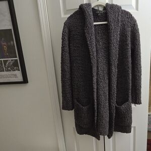 Barefoot Dreams Gently Used Cozy Gray Hooded Cardigan
